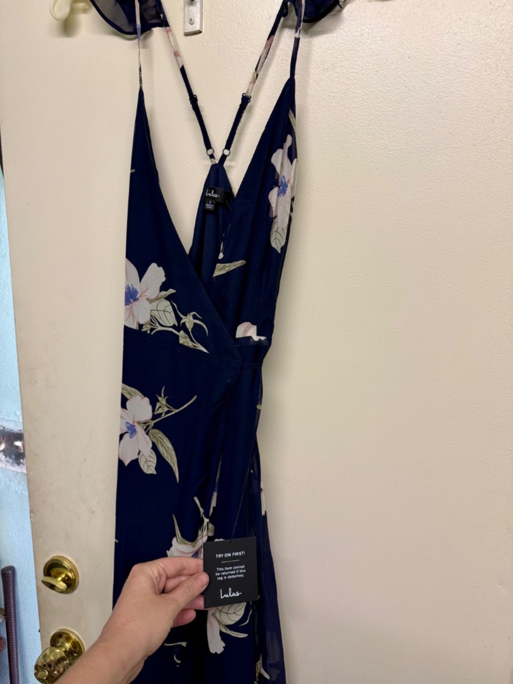 NWT Lulus Blue Floral Wrap Dress - Picture 6 of 6